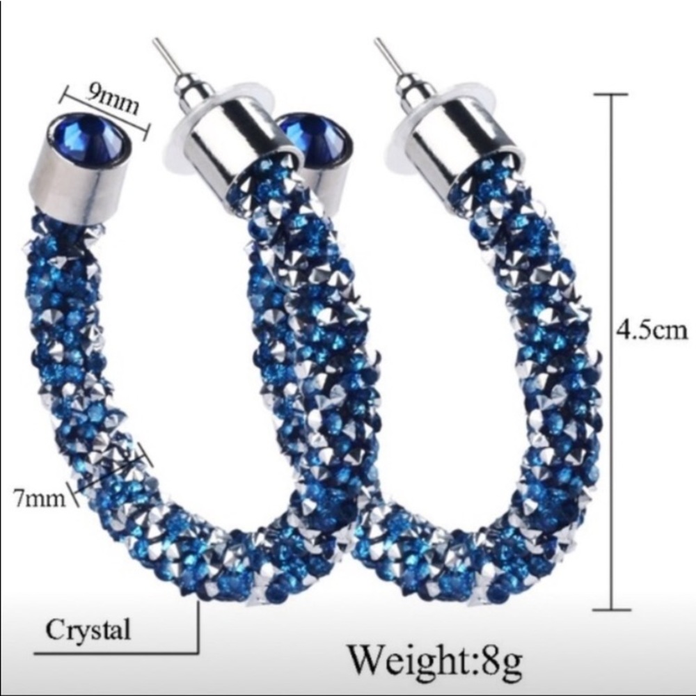 Semicircle Crystal Earrings - Picture 4 of 6
